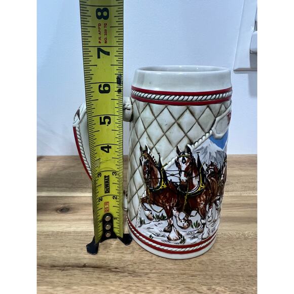 Vtg 1985 Budweiser Series 'A' Anheuser Busch Holiday Beer Stein Mug Clydesdale - Picture 9 of 9